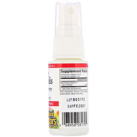 Propolis, Biprodukter, Kosttillskott: Natural Factors, Bee Propolis Throat Spray, 1 fl oz (30 ml)
