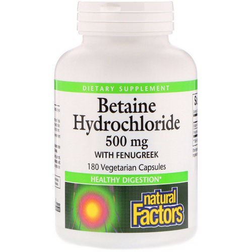 Natural Factors, Betaine Hydrochloride, with Fenugreek, 500 mg, 180 Vegetarian Capsules Review