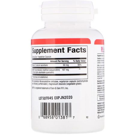 Quercetin, Antioxidanter, Kosttillskott: Natural Factors, Biaoctive Quercetin EMIQ, 50 mg, 60 Vegetarian Capsule