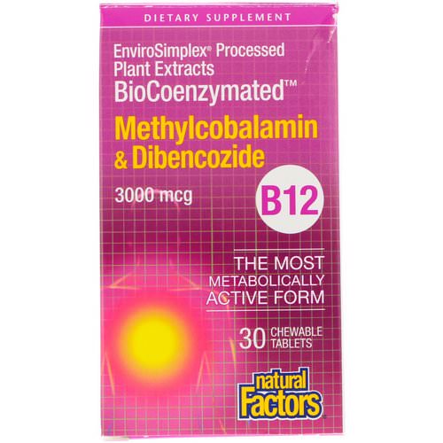 Natural Factors, BioCoenzymated, Methylcobalamin & Dibencozide, 3,000 mcg, 30 Chewable Tablets Review