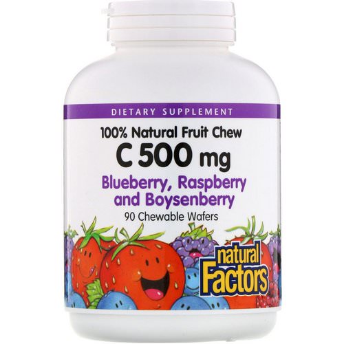 Natural Factors, 100% Natural Fruit Chew C, Blueberry, Raspberry and Boysenberry, 500 mg, 90 Chewable Wafers Review
