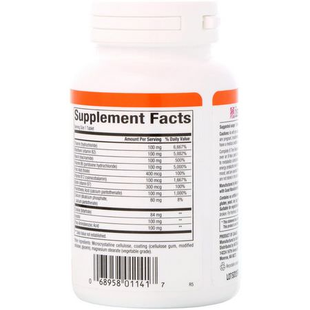 Vitamin B-Komplex, Vitamin B, Vitaminer, Kosttillskott: Natural Factors, Complete B, 100 mg, 90 Tablets