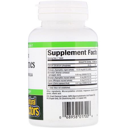 Digestive Enzymer, Digestion, Supplements: Natural Factors, Complete Megazymes, 90 Tablets