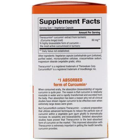 Curcumin, Gurkmeja, Antioxidanter, Kosttillskott: Natural Factors, CurcuminRich, Double Strength Theracurmin, 60 Vegetarian Capsules