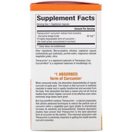 Curcumin, Gurkmeja, Antioxidanter, Kosttillskott: Natural Factors, CurcuminRich, Theracurmin, 60 Vegetarian Capsules