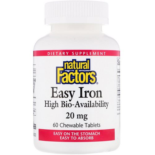 Natural Factors, Easy Iron, Fruit Flavor, 20 mg, 60 Chewable Tablets Review