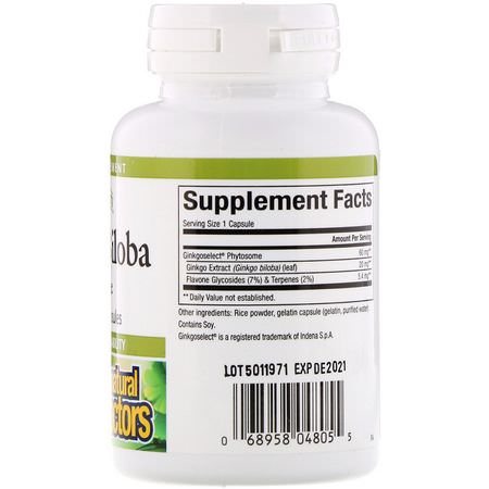 Ginkgo Biloba, Homeopati, Örter: Natural Factors, Ginkgo Biloba, Phytosome, 60 mg, 60 Capsules