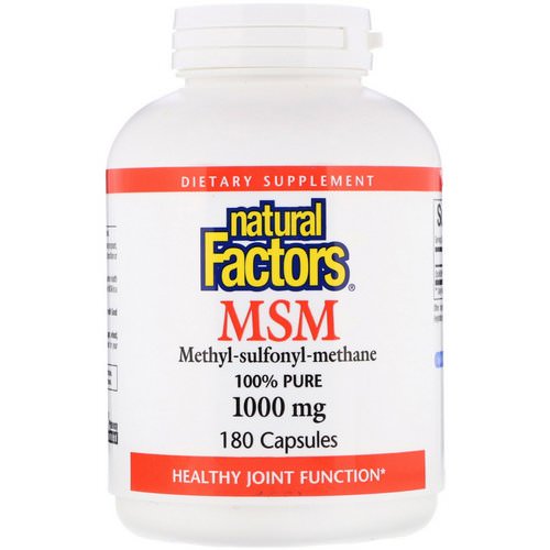 Natural Factors, MSM, Methyl-Sulfonyl-Methane, 1,000 mg, 180 Capsules Review