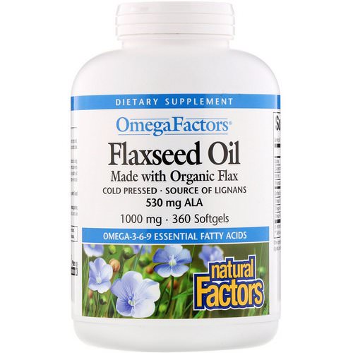 Natural Factors, Omega Factors, Flaxseed Oil, 1000 mg, 360 Softgels Review