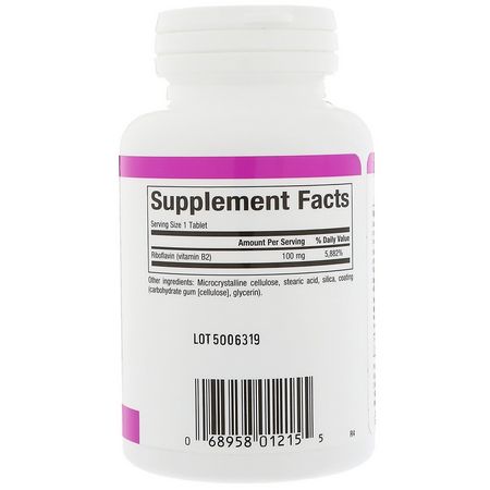 Vitamin B, Vitaminer, Kosttillskott: Natural Factors, Vitamin B2 Riboflavin, 100 mg, 90 Tablets