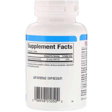 D3 Cholecalciferol, D-Vitamin, Vitaminer, Kosttillskott: Natural Factors, Vitamin D3, 1000 IU, 90 Tablets