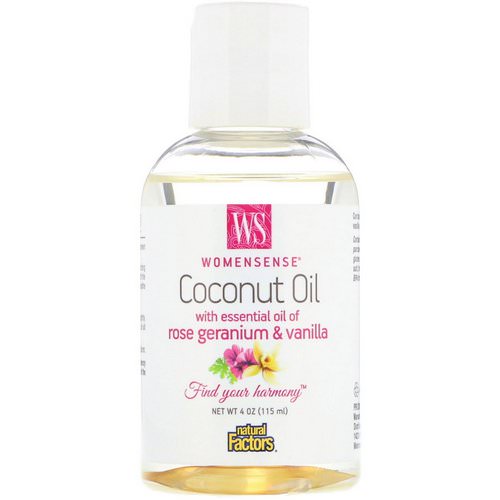 Natural Factors, WomenSense, Coconut Oil with Essential Oil of Rose Geranium & Vanilla, 4 oz (115 ml) Review
