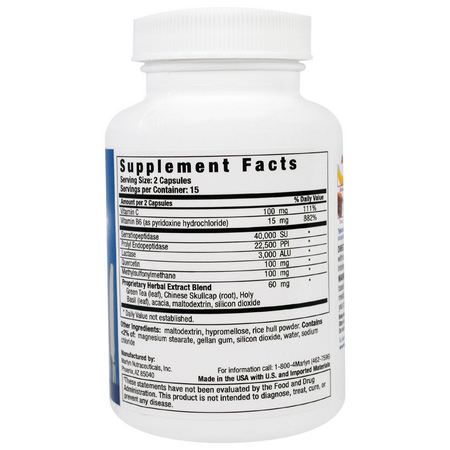 Proteolytiskt Enzym, Matsmältning, Kosttillskott: Naturally Vitamins, Histame, Food Intolerance Support Supplement, 30 Capsules