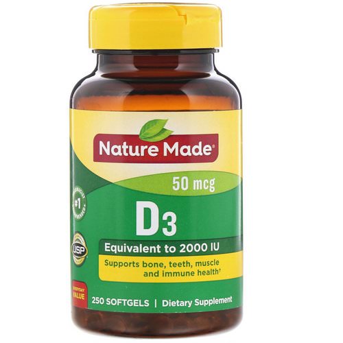 Nature Made, Vitamin D3, 50 mcg, 250 Softgels Review