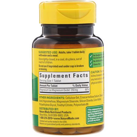 Iherb: Nature Made, Magnesium, 250 mg, 100 Tablets