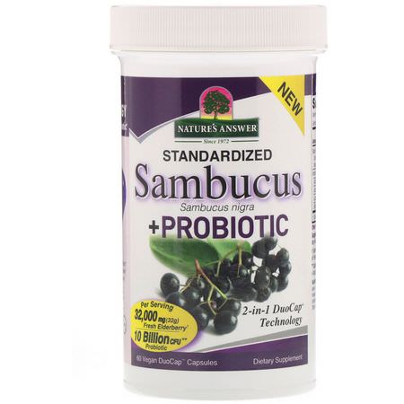 Nature's Answer Elderberry Sambucus Probiotic Formulas - Probiotika, Matsmältning, Kosttillskott, Elderberry Sambucus