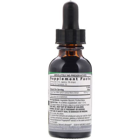Chaste Berry Vitex, Homeopati, Örter: Nature's Answer, Vitex Berry Extract, Alcohol-Free, 2,000 mg, 1 fl oz (30 ml)