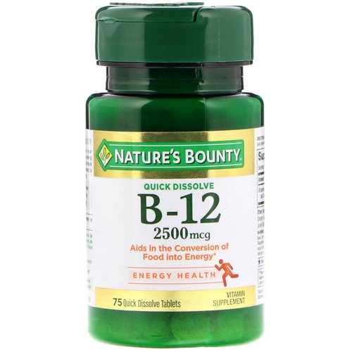 Nature's Bounty, B-12, Natural Cherry Flavor, 2500 mcg, 75 Quick Dissolve Tablets Review