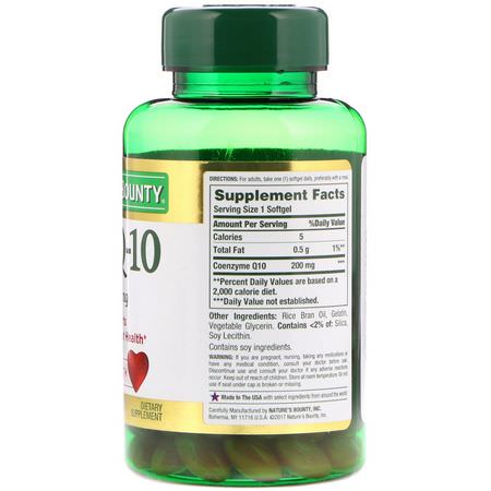 Coenzyme Q10, Coq10, Antioxidanter, Kosttillskott: Nature's Bounty, Co Q-10, 200 mg, 80 Rapid Release Softgels