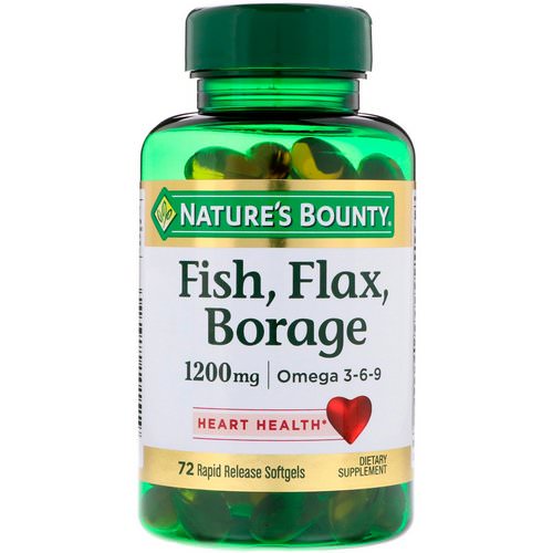Nature's Bounty, Fish, Flax, Borage, 1,200 mg, 72 Rapid Release Softgels Review