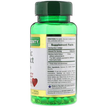 Vitlök, Homeopati, Örter: Nature's Bounty, Garlic Extract, 1,000 mg, 100 Rapid Release Softgels