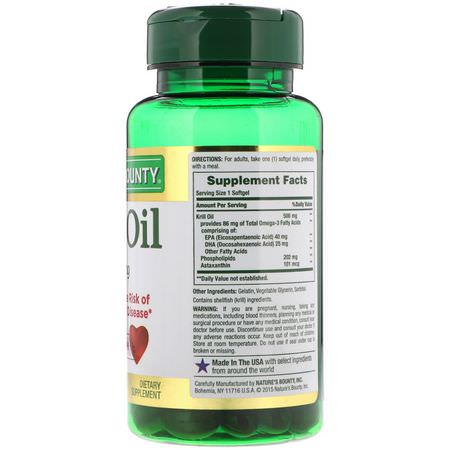 Krillolja, Omegas Epa Dha, Fiskolja, Kosttillskott: Nature's Bounty, Krill Oil, 500 mg, 30 Rapid Release Softgels