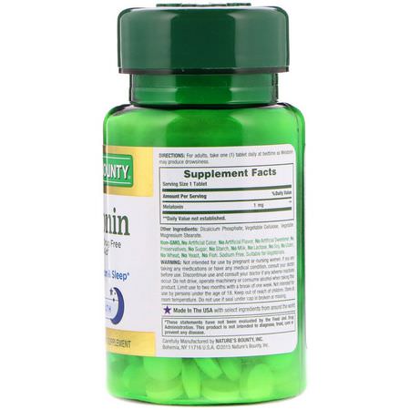 Melatonin, Sömn, Kosttillskott: Nature's Bounty, Melatonin, 1 mg, 180 Tablets