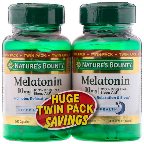 Nature's Bounty, Melatonin, Twin Pack, 10 mg, 60 Capsules Each Review