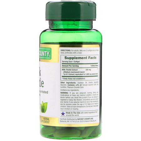 Mjölktistel Silymarin, Homeopati, Örter: Nature's Bounty, Milk Thistle, 1000 mg, 50 Rapid Release Softgels