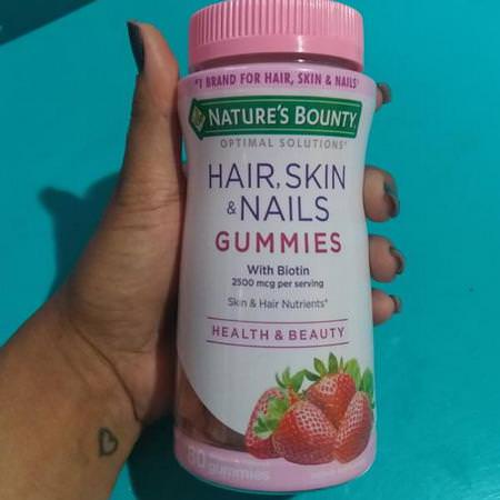 Nature's Bounty, Optimal Solutions, Hair, Skin, & Nails, Strawberry Flavored, 2500 mcg, 140 Gummies