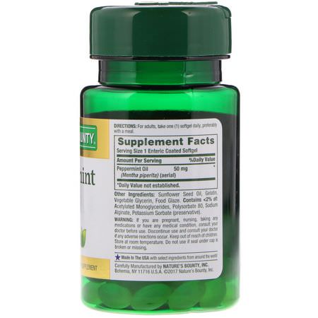 Pepparmynta, Homeopati, Örter: Nature's Bounty, Peppermint Oil, 50 mg, 90 Coated Softgels