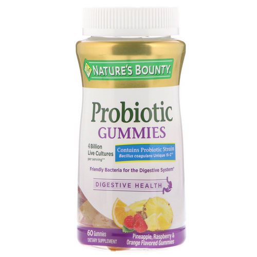 Nature's Bounty, Probiotic Gummies, Pineapple, Raspberry & Orange, 4 Billion Live Cultures, 60 Gummies Review