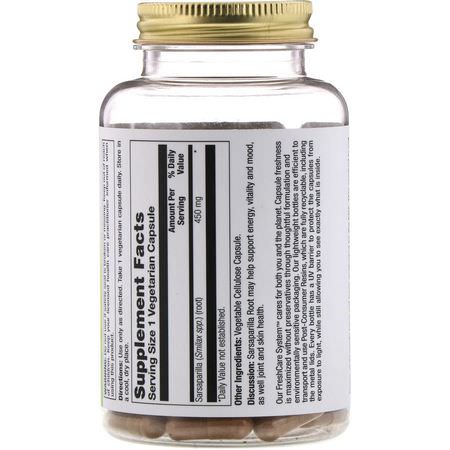 Sarsaparilla Smilax, Örter, Homeopati, Örter: Nature's Life, Sarsaparilla Root, 450 mg, 100 Vegetarian Capsules