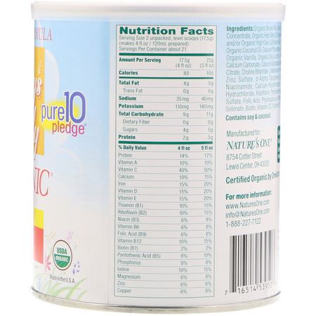 Mjölkpulver, Formel, Barnfoder, Barn: Nature's One, Baby's Only Organic, Toddler Formula, Soy, 12.7 oz (360 g)