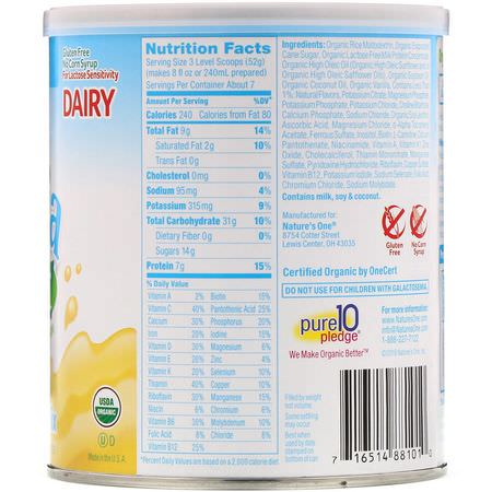 Mjölkpulver, Formel, Barnfoder, Barn: Nature's One, Organic Pedia Smart! Complete Nutrition Beverage Mix, Vanilla, 12.7 oz (360 g)