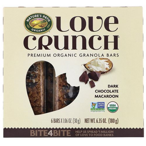 Nature's Path, Love Crunch, Premium Organic Granola Bars, Dark Chocolate Macaroon, 6 Bars, 1.06 oz (30 g) Each Review