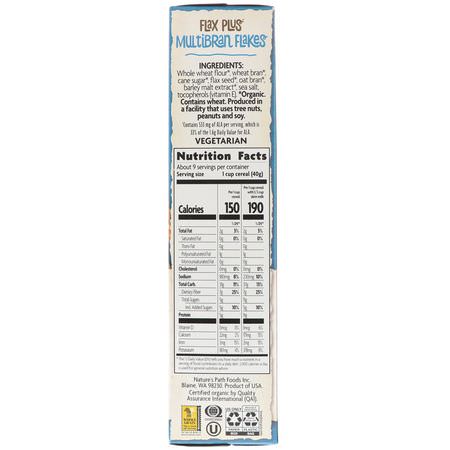 Kalla Spannmål, Frukost: Nature's Path, Organic, Flax Plus Multibran Flakes Cereal, 13.25 oz (375 g)