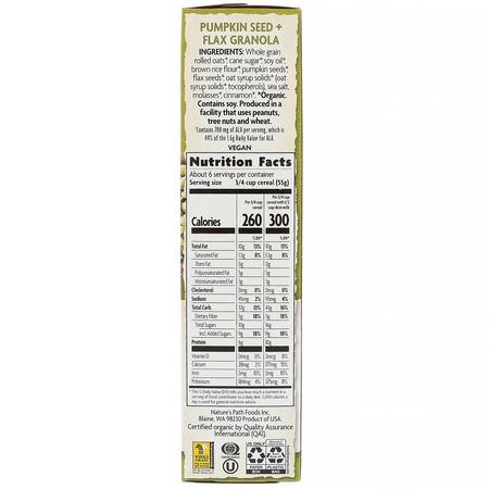 Kalla Spannmål, Granola, Frukostmat, Spannmål: Nature's Path, Organic Pumpkin Seed + Flax Granola Cereal, 11.5 oz (325 g)