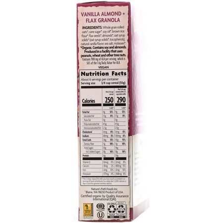 Kalla Spannmål, Granola, Frukostmat, Spannmål: Nature's Path, Organic, Vanilla Almond + Flax Granola Cereal, 11.5 oz (325 g)