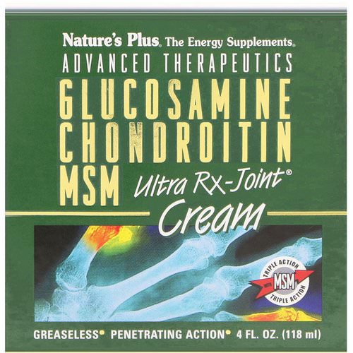 Nature's Plus, Advanced Therapeutics, Glucosamine Chondroitin MSM Ultra Rx-Joint Cream, 4 fl oz (118 ml) Review