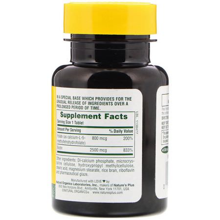 Folsyra, Vitamin B, Vitaminer, Biotin: Nature's Plus, Biotin & Folate, 30 Tablets
