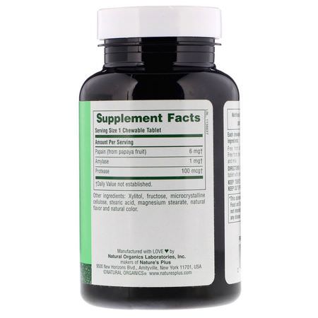 Papaya, Matsmältning, Kosttillskott: Nature's Plus, Chewable Papaya Enzyme Supplement, 360 Tablets