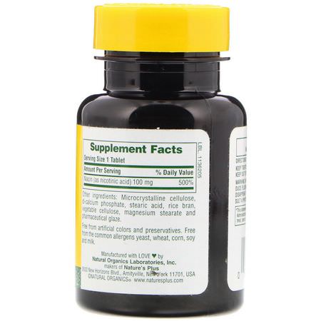 B3-Niacin, Vitamin B, Vitaminer, Kosttillskott: Nature's Plus, Niacin, 100 mg, 90 Tablets