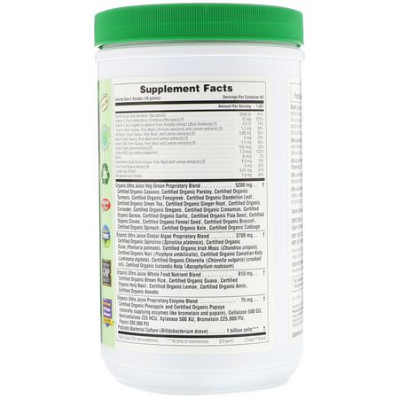 Superfoods, Greener, Kosttillskott: Nature's Plus, Organic Ultra Juice Green Powder, 1.32 lbs (600 g)