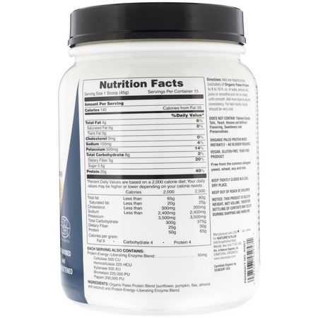Växtbaserat, Växtbaserat Protein, Sportnäring: Nature's Plus, Paleo Protein Powder, Unflavored and Unsweetened, 1.49 lbs (675 g)