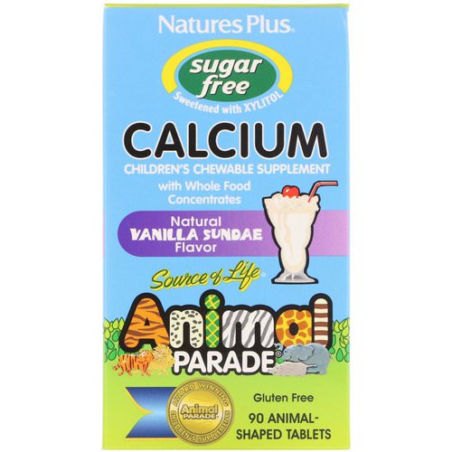 Nature's Plus, Source of Life, Animal Parade, Calcium, Children's Chewable Supplement, Sugar Free, Natural Vanilla Sundae Flavor, 90 Animal-Shaped Tablets Review