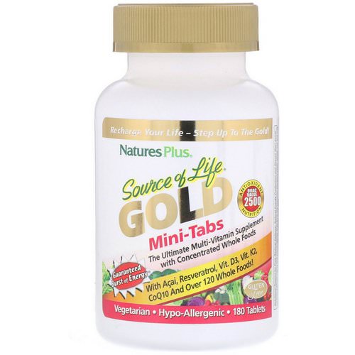 Nature's Plus, Source of Life, Gold, Mini-Tabs, The Ultimate Multi-Vitamin Supplement with Concentrated Whole Foods, 180 Tablets Review