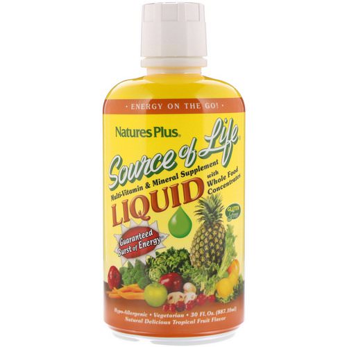 Nature's Plus, Source of Life, Liquid Multi-Vitamin & Mineral Supplement with Whole Food Concentrates, Tropical Fruit Flavor, 30 fl oz (887.10 ml) Review