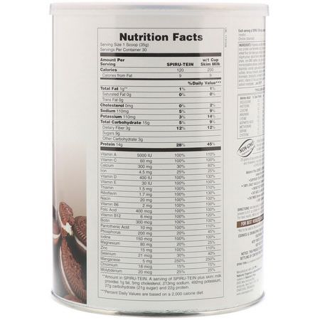 Växtbaserat, Växtbaserat Protein, Sportnäring, Måltidsersättningar: Nature's Plus, Spiru-Tein, High Protein Energy Meal, Cookies & Cream, 2.3 lbs (1050 g)