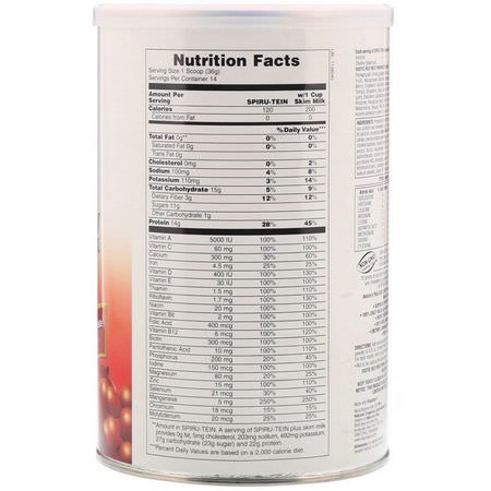 Måltidsersättningar, Vikt, Kost, Kosttillskott: Nature's Plus, Spiru-Tein, High Protein Energy Meal, Exotic Red Fruit, 1.1 lbs (504 g)